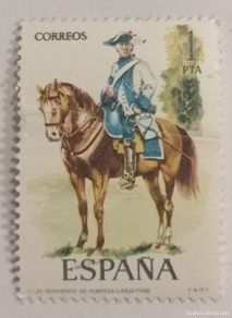 Selos: USADO 1975 - UNIFORMES MILITARES 21 ( Regimiento de Montesa 1788 ) - 1 PTA - EDIFIL 2277
